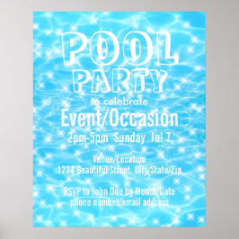 Poster Festa na Piscina Festa na Praia Festa de Verão tex