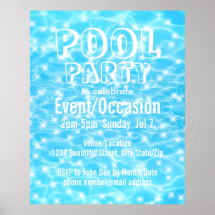 Poster Festa na Piscina Festa na Praia Festa de Verão tex