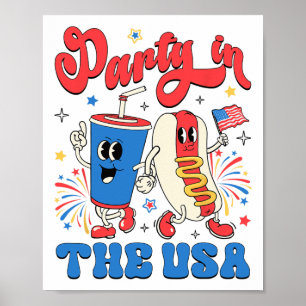 Poster Festa Nos Eua Cute Soda E Hotdog Patriótico 4t