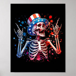 Poster Festa Nos EUA Mão de Rock 4 de Julho Engraçado Ame