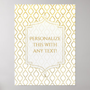 Pôster Festa Personalizada Tema Marroquino Árabe Dourado