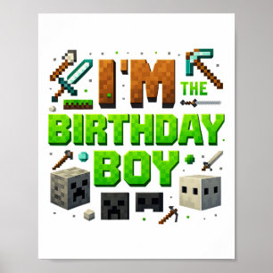 Poster Festa Vídeo Gamer Pixel Número Eu Sou O Aniversári