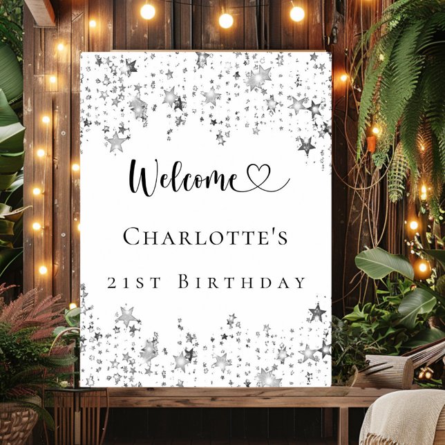 Poster Festas de aniversário de prata bem-vindas (Criador carregado)