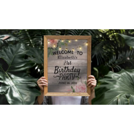 Poster Festas de aniversário Flores de Madeira Luzes de C