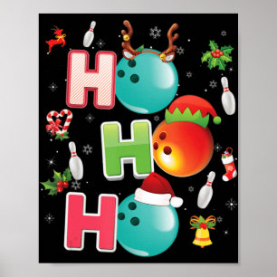 Poster Festas de Natal Ho Ho Ho Boliche Papais noeis Paja