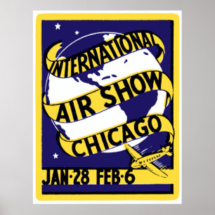 Poster Festival aéreo 1938 do International de Chicago