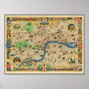 Poster Festival de Grâ Bretanha: Guia ao mapa de Londres