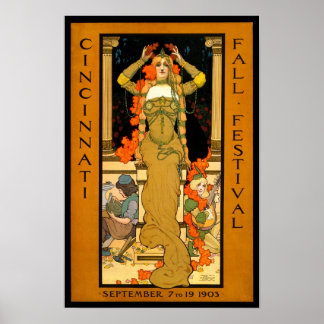 Poster Festival de outono, 1903. Publicidade Vintage