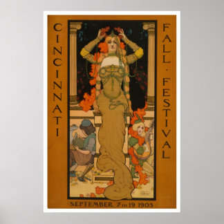 Pôster Festival de outono Cincinnati Art Nouveau