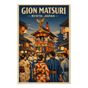 Pôster festival Gion Matsuri em Kyoto, Japão viagem