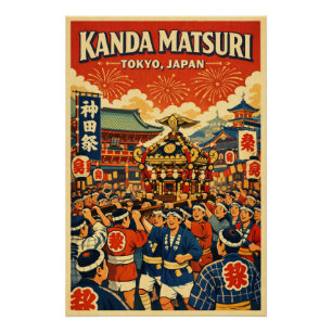 Pôster Festival Kanda Matsuri em Tóquio, Japão Viagem