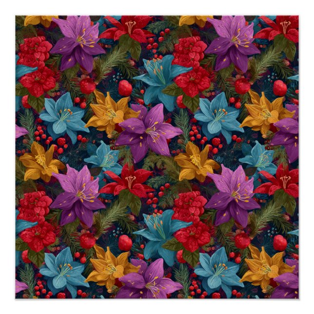 Pôster Festive Christmas Botanical Pattern (Frente)