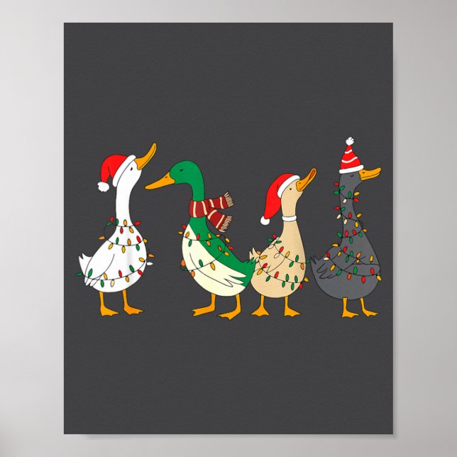 Poster Festive Christmas Ducks Decorative Xmas Lights San (Frente)