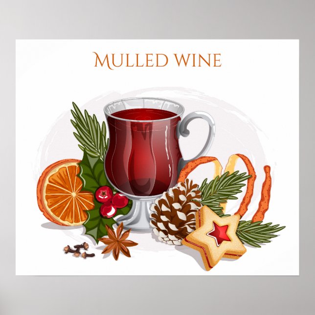 Poster Festive Mulled Wine with Ingredients Illustration  (Frente)
