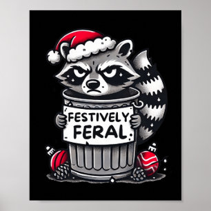 Poster Festively Raccoon Natal Funny Holiday An