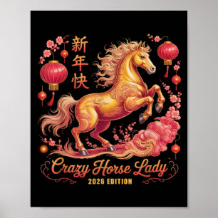 Poster Festivo Ano de 2026 da Senhora do Cavalo Louco Des