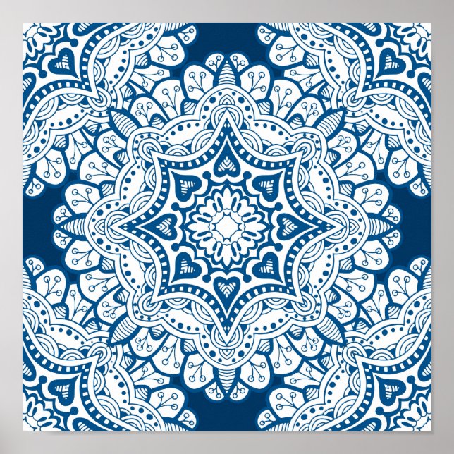 Poster Festivo Blue Mandala (Frente)