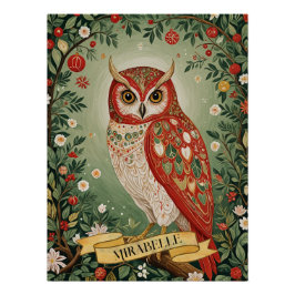 Pôster Festivo Foliage Owl Personalizado