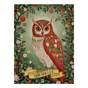 Pôster Festivo Foliage Owl Personalizado