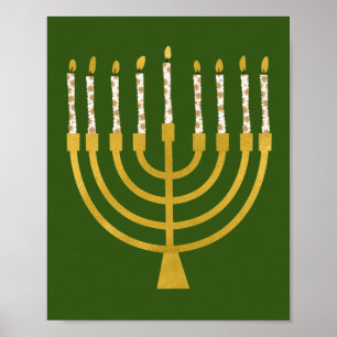 Poster Festivo Menorah Hanukkah Celestial Desenho