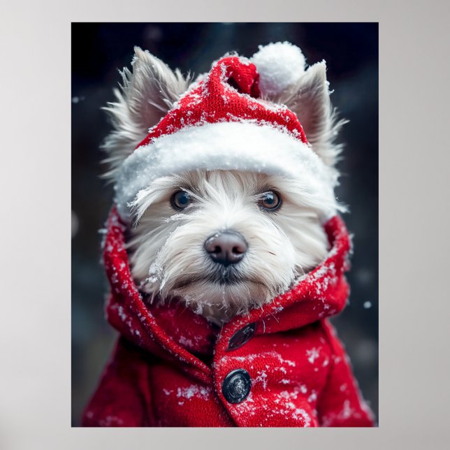 Poster Festivo Westie na neve (Frente)