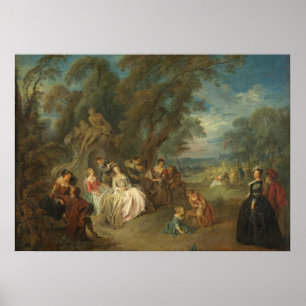 Poster Fête Champêtre, C. 1730 (óleo em canvas)