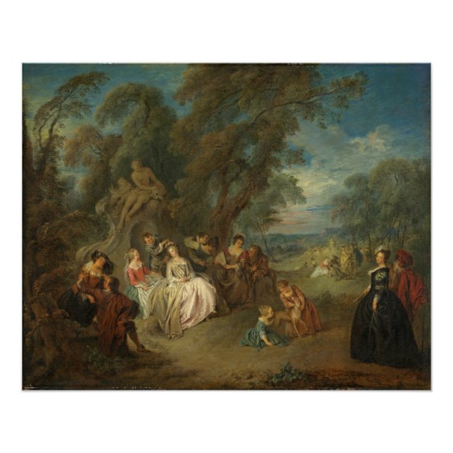 Pôster Fête Champêtre c. 1730 (óleo na canvas) (Frente)