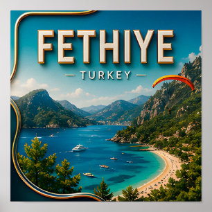 Poster Fethiye Turquia Costa Mediterrânea Viagem Cénica