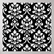 Feuille Damask Big Patterm White em Preto
