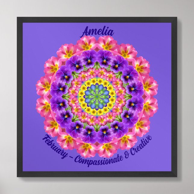 Poster Fevereiro Nascimento Flor Cota Crianças Enfermeiro (Framed February Birth Month Flower Nursery Kids Poster)