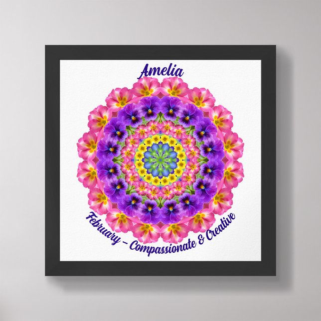 Poster Fevereiro Nascimento Flor Cota Crianças Enfermeiro (Framed February Birth Month Flower Nursery Kids Poster)