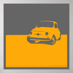 Pôster Fiat 500, 1959 - amarele em cinzas