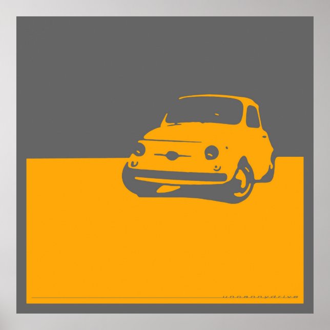 Pôster Fiat 500, 1959 - Amarelo na cinza (Frente)