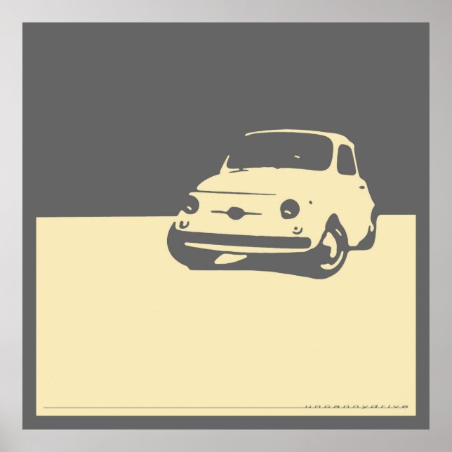 Poster Fiat 500, 1959 - Creme na cinza (Frente)