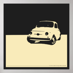 Poster Fiat 500, 1959 - creme no preto do carvão vegetal