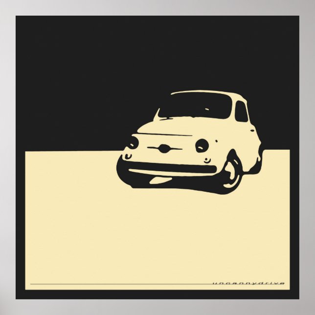 Poster Fiat 500, 1959 - Creme sobre carvão negro (Frente)