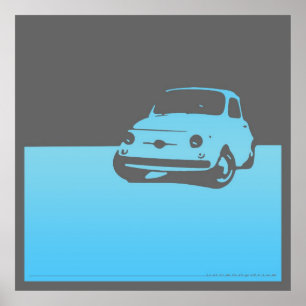 Pôster Fiat 500, 1959 - luz - azuis em cinzas