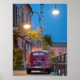 Pôster Fiat 500, vintage cinquecento, à noite, Itália