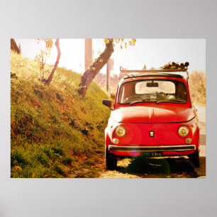 Pôster Fiat vermelho 500, Cinquecento, em Italia