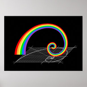 Poster Fibonacci Spiral Rainbow Rising