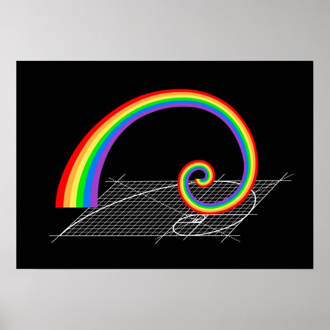 Poster Fibonacci Spiral Rainbow Rising (Frente)