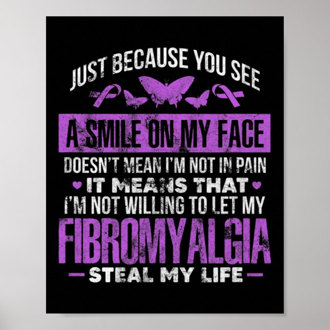 Poster Fibromialgia Fibro Guerreiro Roxo Borboleta (Frente)