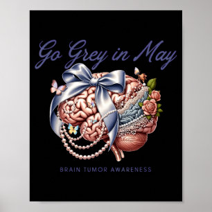 Poster Ficar grisalho em maio laço floral de conscientiza