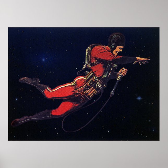 Poster Ficção Científica Vintage Astronauta no Espaço Sid (Frente)