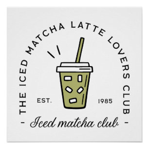 Pôster Fichada matcha latte amantes do clube, bem-estar, 