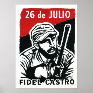Poster Fidel Castro Movimento Revolução Cubana Propaganda