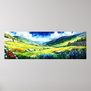 Poster "Fieldale" Wide Landscape Yorkshire Dales Cena