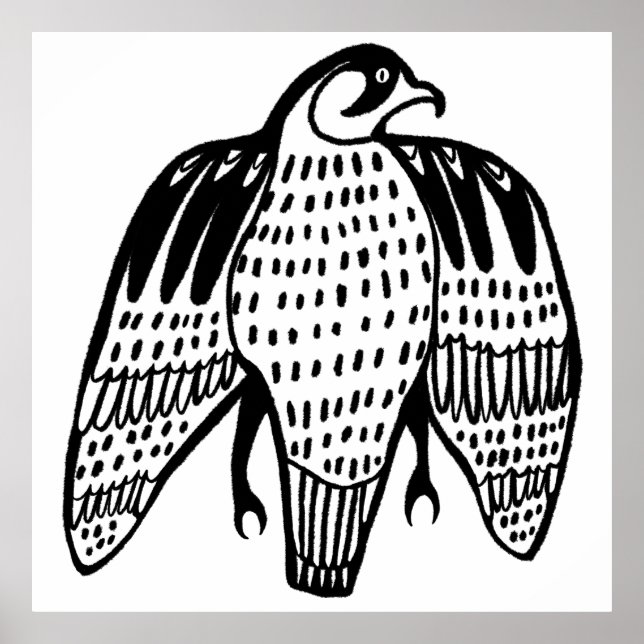 Poster Fierce Falcão - desenho preto em branco (Frente)