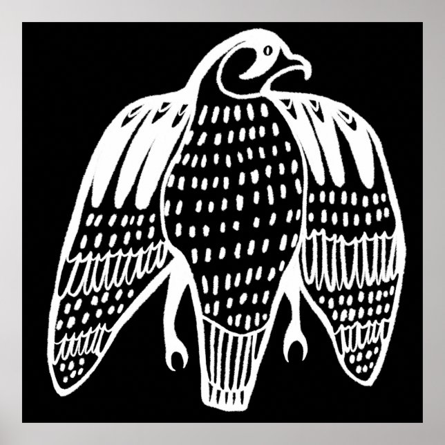 Poster Fierk Falcon - linha preta desenhando branco sobre (Frente)