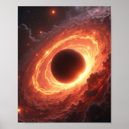 Poster Fiery Black Hole Space Vortex Cosmic Event Art